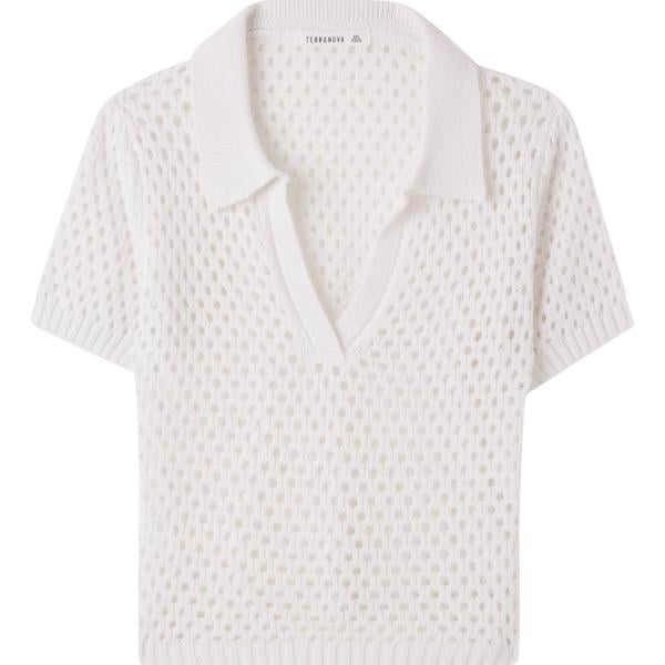 polo Terranova bianco tinta unita
