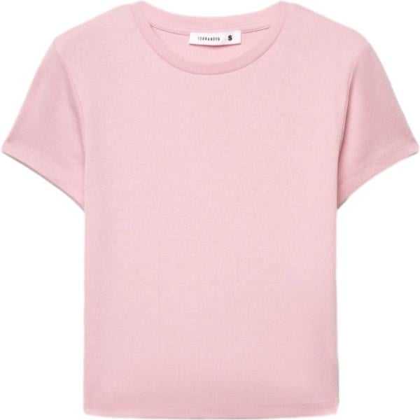 t-shirt Terranova rosa tinta unita