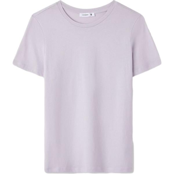 T-shirt da donna in viola chiaro girocollo a maniche corte in cotone Terranova