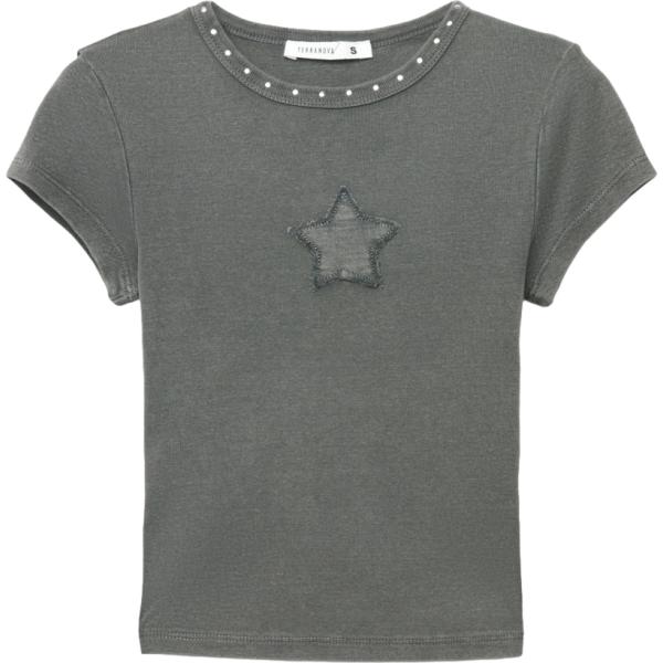 t-shirt Terranova grigio tinta unita