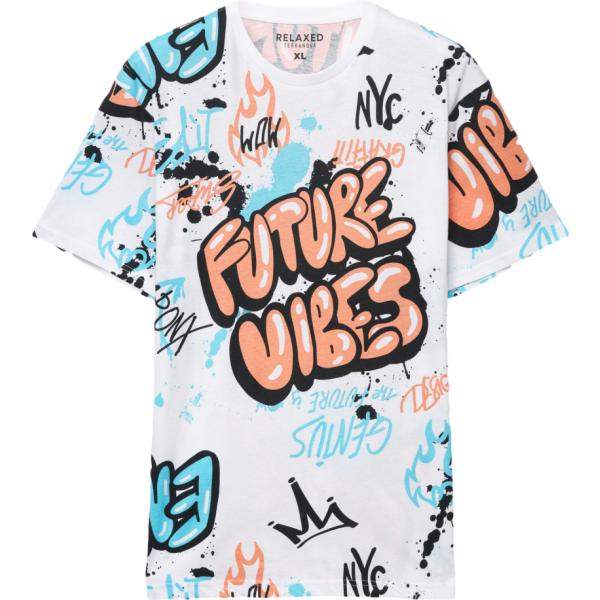 t-shirt Terranova bianco con stampe