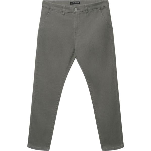 Pantaloni chino da uomo in grigio scuro con zip in cotone Terranova