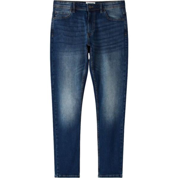 Jeans skinny da uomo in blu scuro lungo con zip in denim Terranova