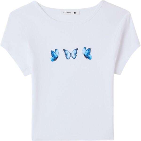 t-shirt Terranova bianco con stampe