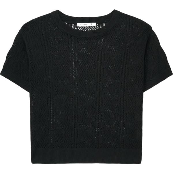 T-shirt da donna in nero pece girocollo a maniche corte in viscosa Terranova