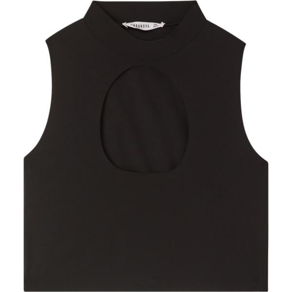 Top da donna in nero pece collo alto senza maniche Terranova