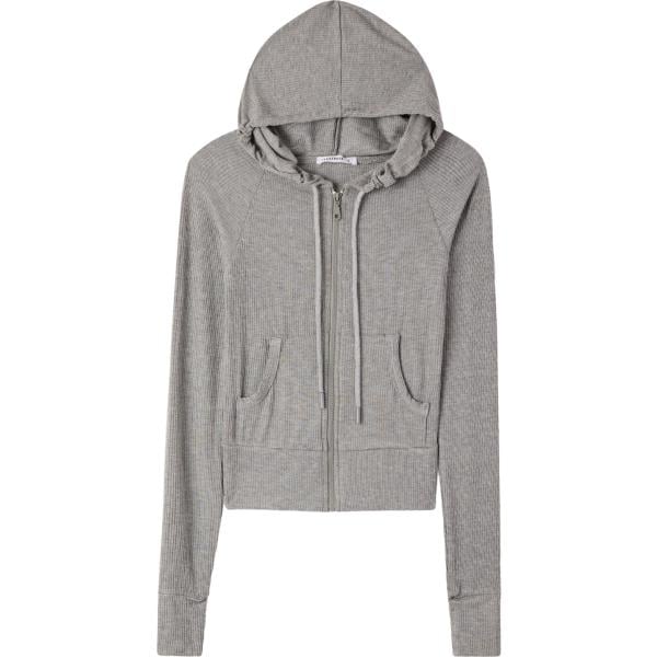 felpa con cappuccio da donna in grigio chiaro collo con cappuccio a maniche lunghe con zip in viscosa Terranova