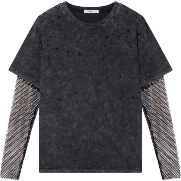 t-shirt Terranova grigio tinta unita