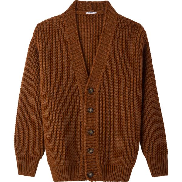 cardigan da uomo in marrone scuro a maniche lunghe in lana Terranova