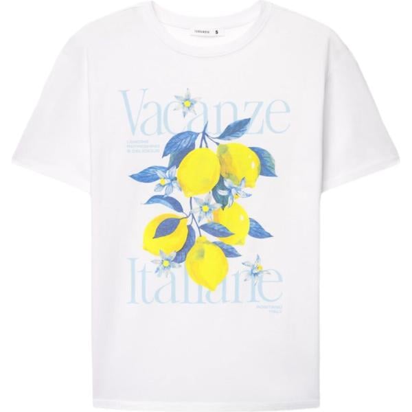 t-shirt Terranova bianco con stampe