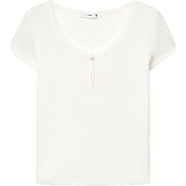 t-shirt Terranova bianco tinta unita