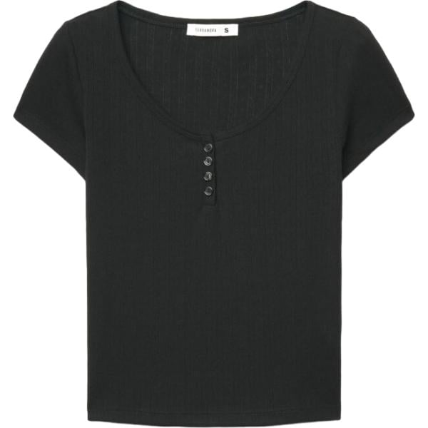t-shirt Terranova nero tinta unita