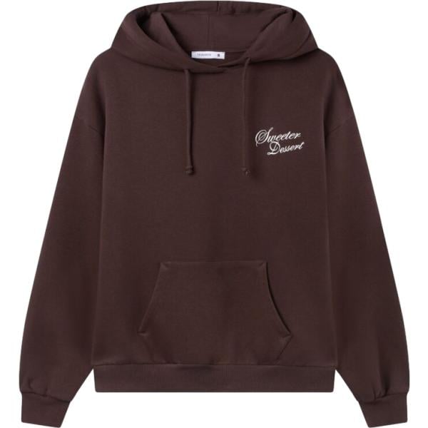 Felpa con cappuccio da donna in marrone scuro con stampe collo con cappuccio con zip Terranova