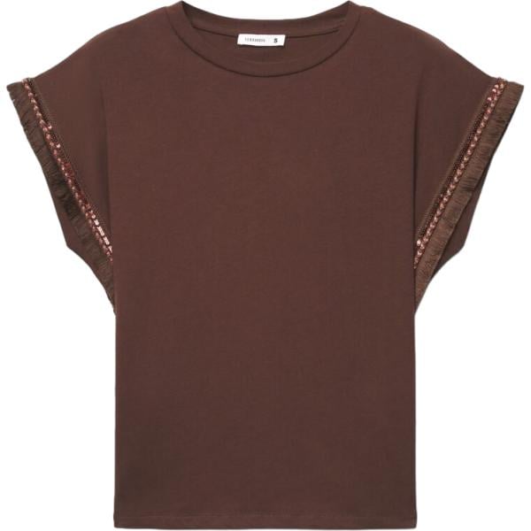 t-shirt Terranova marrone tinta unita