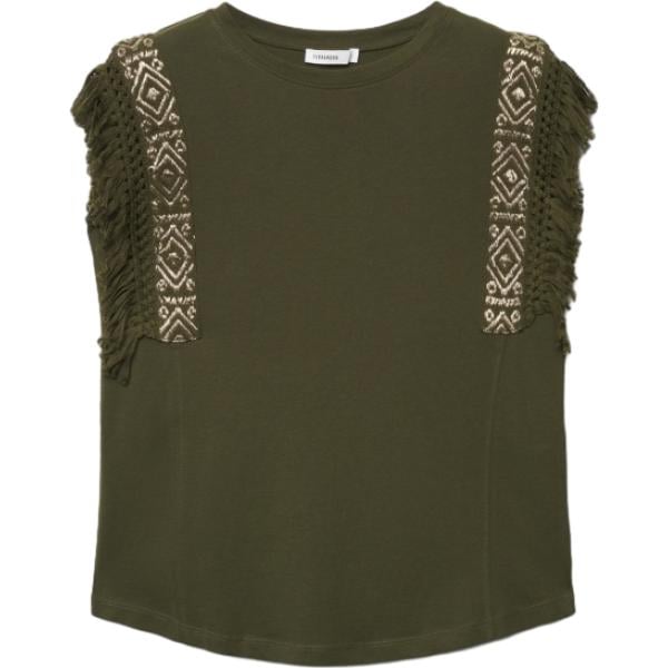 t-shirt Terranova verde geometrica