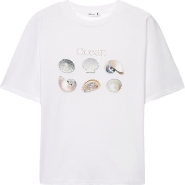 t-shirt Terranova bianco con stampe