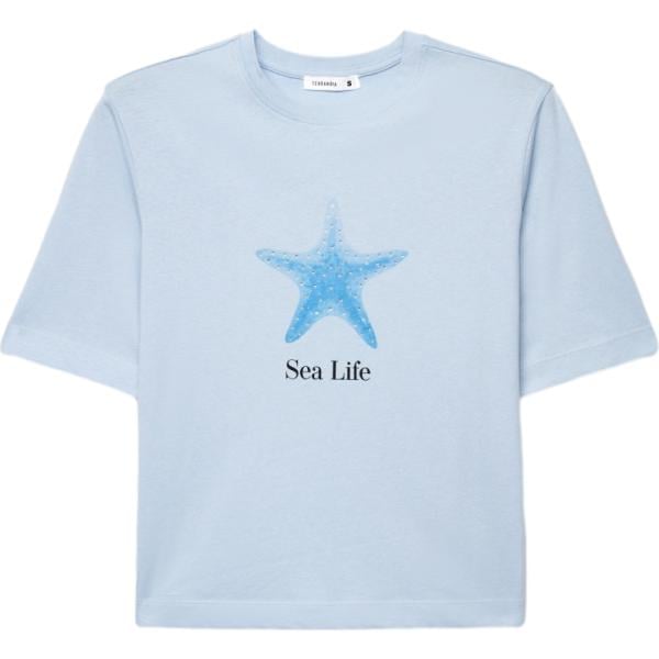 t-shirt Terranova blu con stampe