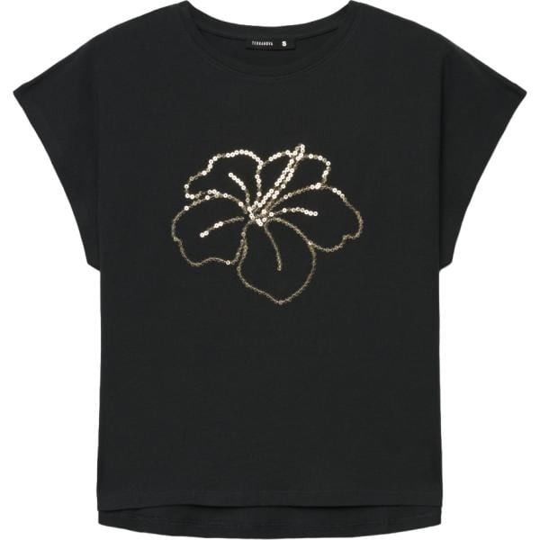 t-shirt Terranova nero a fiori