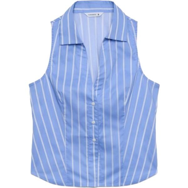camicie a manica corta Terranova blu a righe