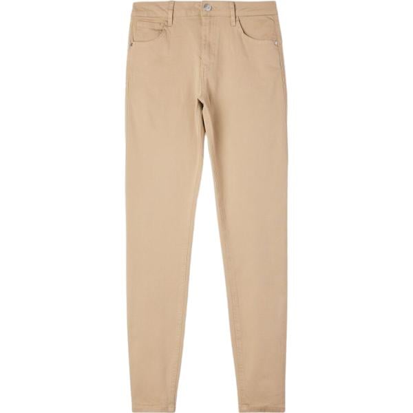 Pantaloni skinny da donna in marrone chiaro bassa con zip in cotone Terranova Terranova
