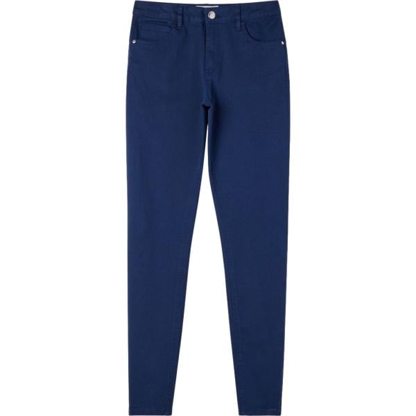 Pantaloni skinny da donna in blu scuro bassa con zip in cotone Terranova Terranova