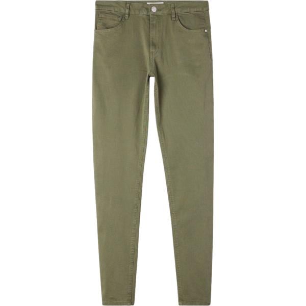 Pantaloni skinny da donna in verde oliva bassa con zip in cotone Terranova Terranova