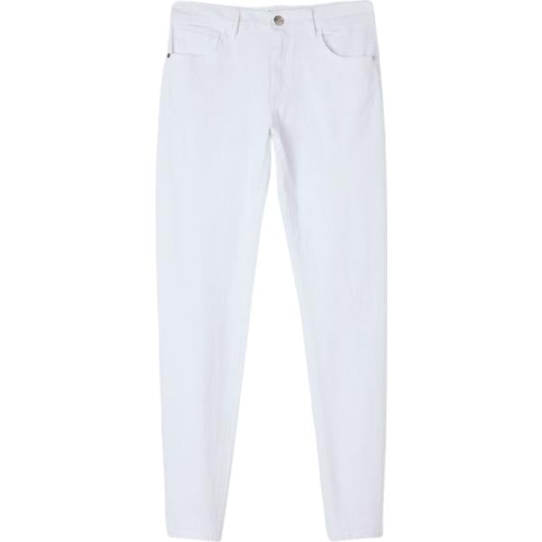 Pantaloni skinny da donna in bianco neve bassa con zip in cotone Terranova Terranova