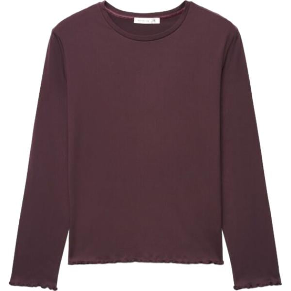 Pigiama da donna in marrone scuro con scollo a maniche lunghe in poliestere Terranova