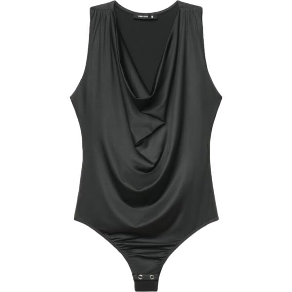 Corpo da donna con drappeggio in grigio scuro con scollo senza maniche con bottoni Terranova
