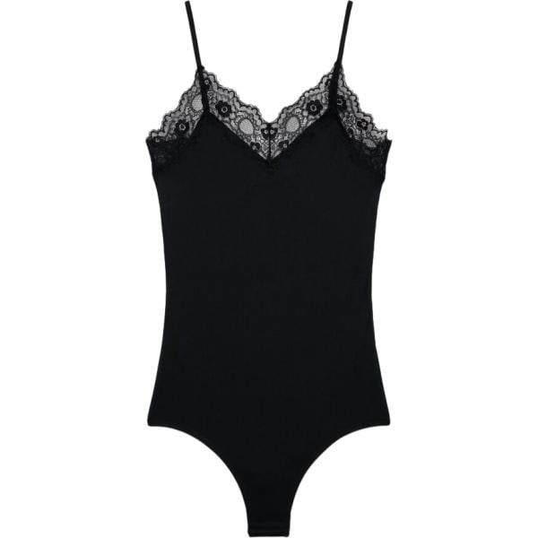 Corpo da donna in nero pece con pizzo con spalline in cotone Terranova