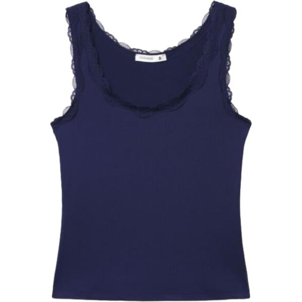 Top da donna in blu scuro con pizzo con spalline intimo Terranova
