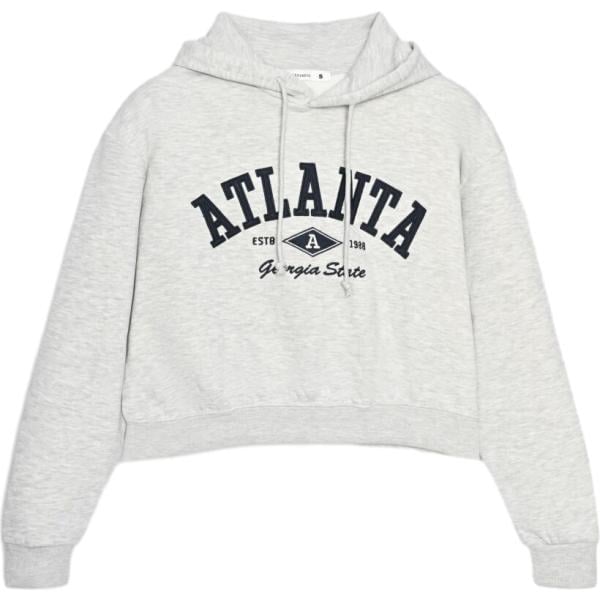 Felpa con cappuccio da donna in grigio chiaro con stampe collo con cappuccio con zip Terranova