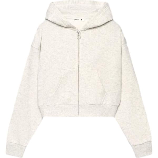 Felpa con cappuccio da donna in bianco neve collo con cappuccio a maniche lunghe con zip Terranova