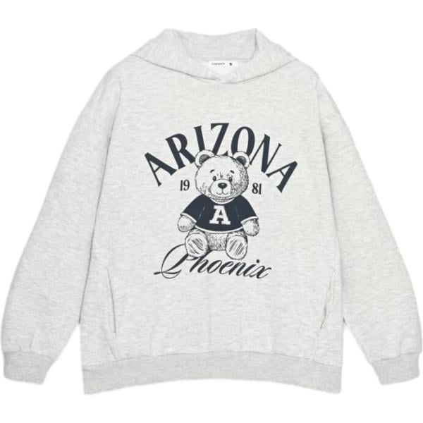 Felpa con cappuccio da donna in grigio chiaro con stampe collo con cappuccio a maniche lunghe con zip Terranova