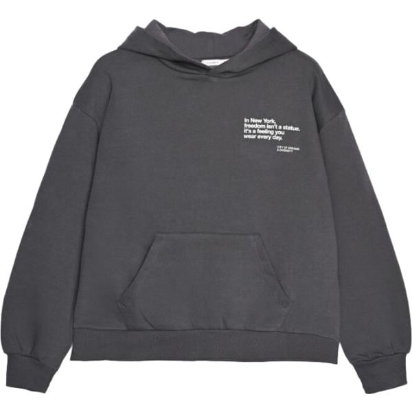 Felpa con cappuccio da donna in grigio scuro con stampe collo con cappuccio maxi a maniche lunghe con zip Terranova