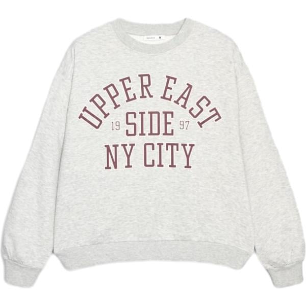 Felpa sportiva da donna in grigio chiaro con stampe collo senza cappuccio a maniche lunghe con zip Terranova