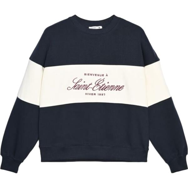 Felpa da donna in blu scuro con stampe collo senza cappuccio a maniche lunghe con zip Terranova