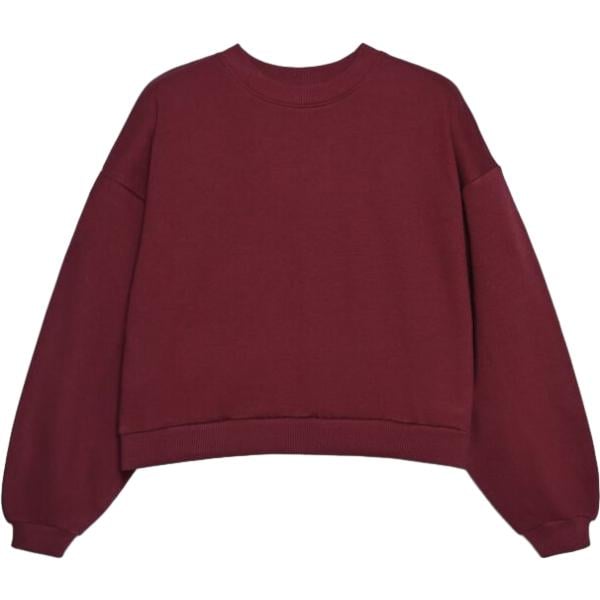 Felpa da donna in bordeaux collo senza cappuccio a maniche lunghe con zip in cotone Terranova