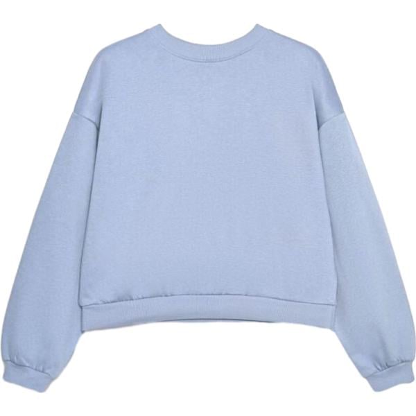 Felpa da donna in azzurro collo senza cappuccio a maniche lunghe con zip in cotone Terranova