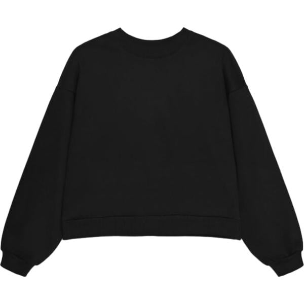 Felpa da donna in nero pece collo senza cappuccio a maniche lunghe con zip in cotone Terranova
