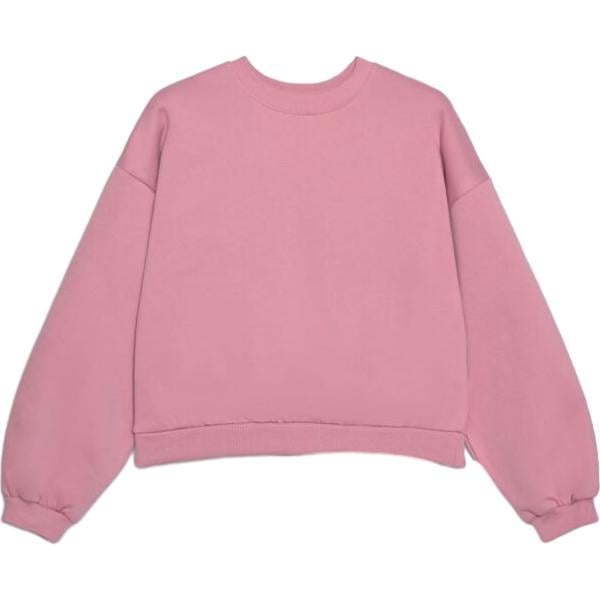 Felpa da donna in rosa scuro collo senza cappuccio a maniche lunghe con zip in cotone Terranova