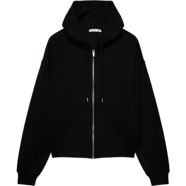 Felpa con cappuccio da donna in nero pece collo con cappuccio con zip in viscosa Terranova