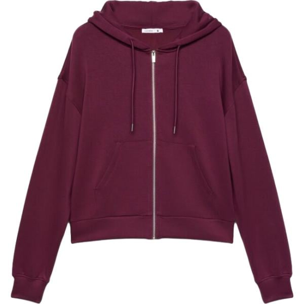 Felpa con cappuccio da donna in bordeaux collo con cappuccio con zip in viscosa Terranova