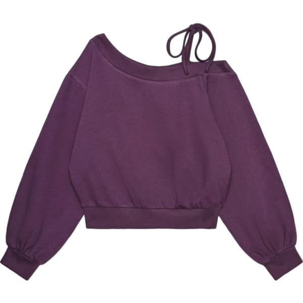 Felpa da donna in viola scuro collo senza cappuccio a maniche lunghe con zip Terranova
