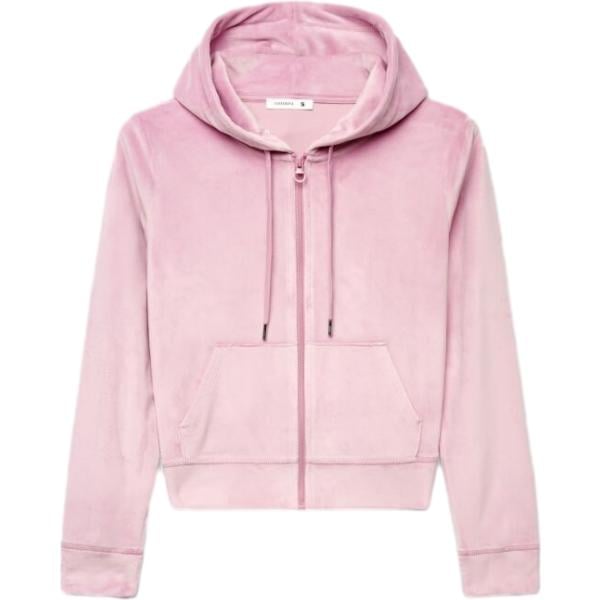 Felpa con cappuccio da donna in rosa chiaro collo con cappuccio a maniche lunghe con zip in poliestere Terranova
