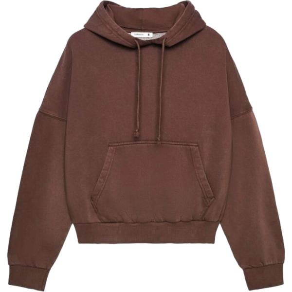 Felpa con cappuccio da donna in marrone scuro collo con cappuccio con zip Terranova