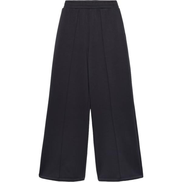 Pantaloni da donna a fascia in nero pece a vita alta in viscosa Terranova