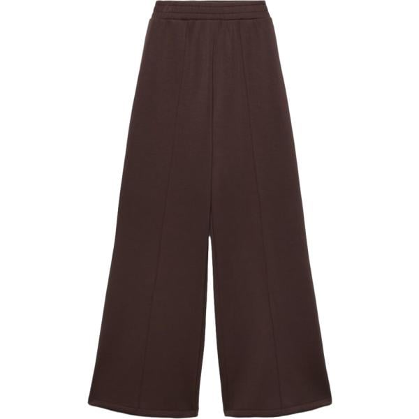 Pantaloni da donna a fascia in marrone scuro a vita alta in viscosa Terranova