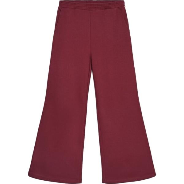 Pantaloni sportivi da donna in bordeaux a righe lungo a vita alta in cotone Terranova