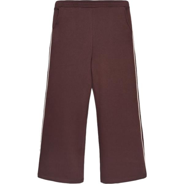 Pantaloni da donna in marrone scuro a righe maxi in cotone Terranova